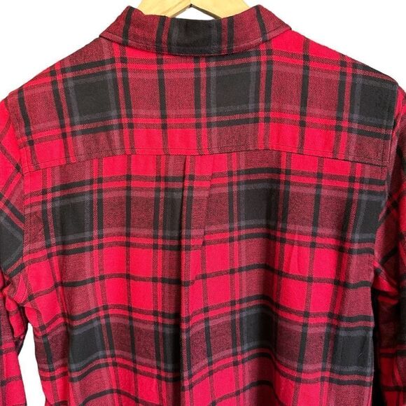 Y2K 90s Grunge Lumberjack Hippie Rose Flannel Button Down Red Black - Picture 5 of 7